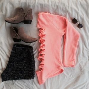 Coral Sweater with Cut Out Back